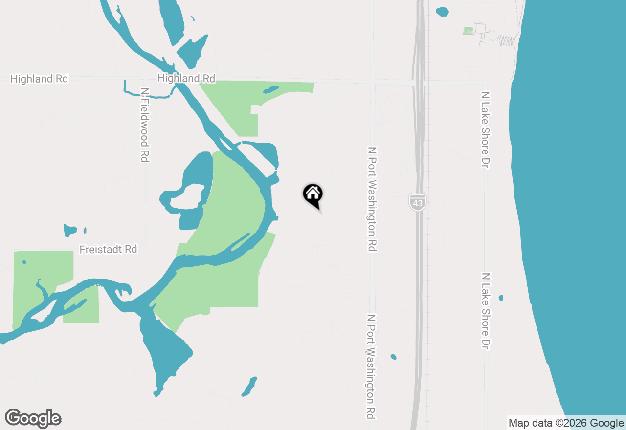 Map of 1634 W River Oaks Ln, Mequon, WI 53092