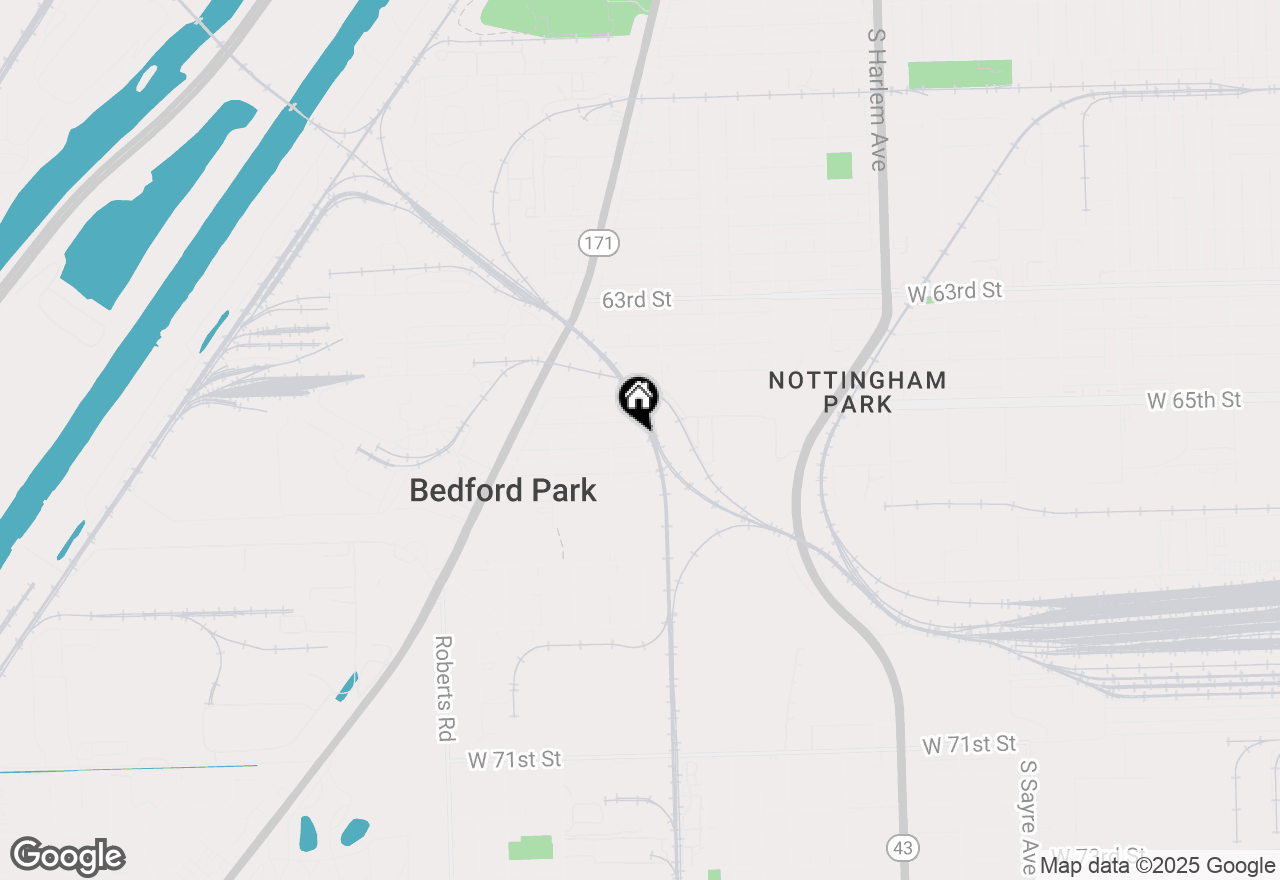 Map of 7635 W 65th Place, Bedford Park, IL 60501