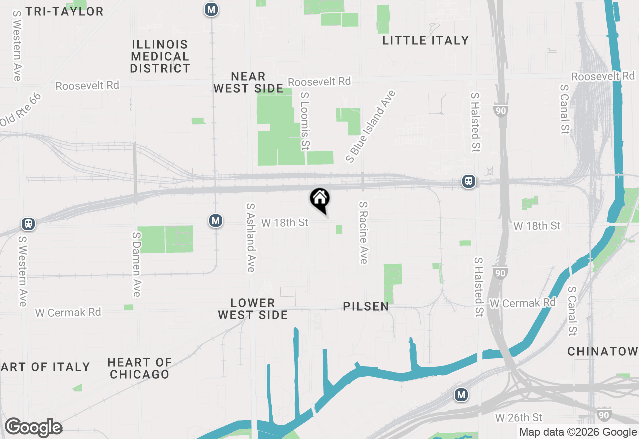 Map of 1332 W 18th Street #2F, Chicago, IL 60608