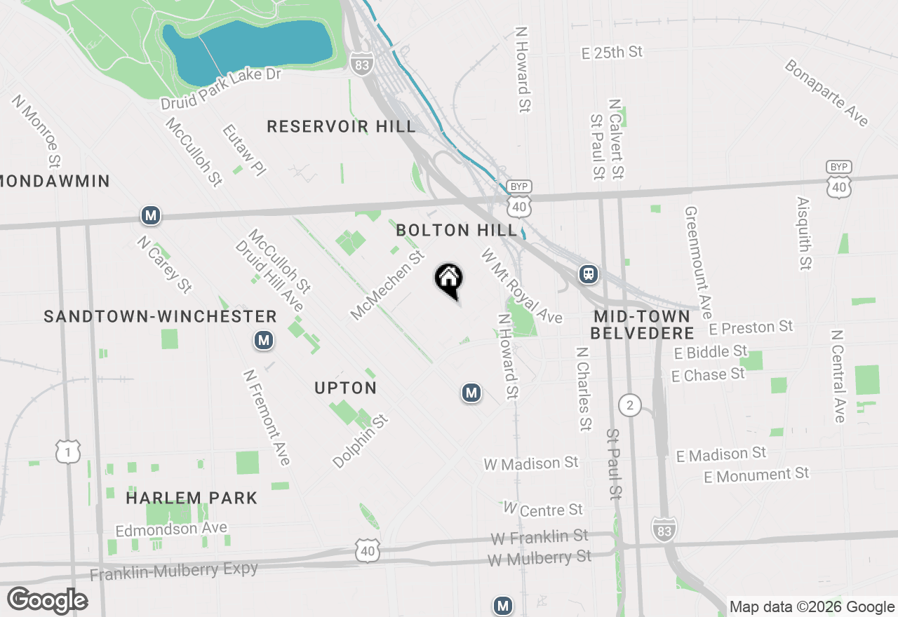 Map of 1305 Bolton Street, Baltimore, MD 21217