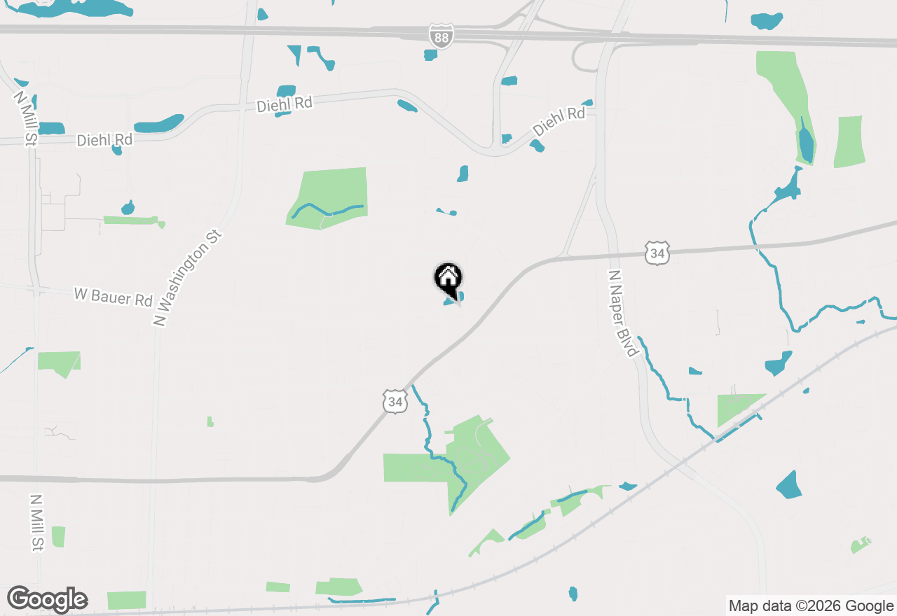 Map of 1134 E Bauer Road, Naperville, IL 60563