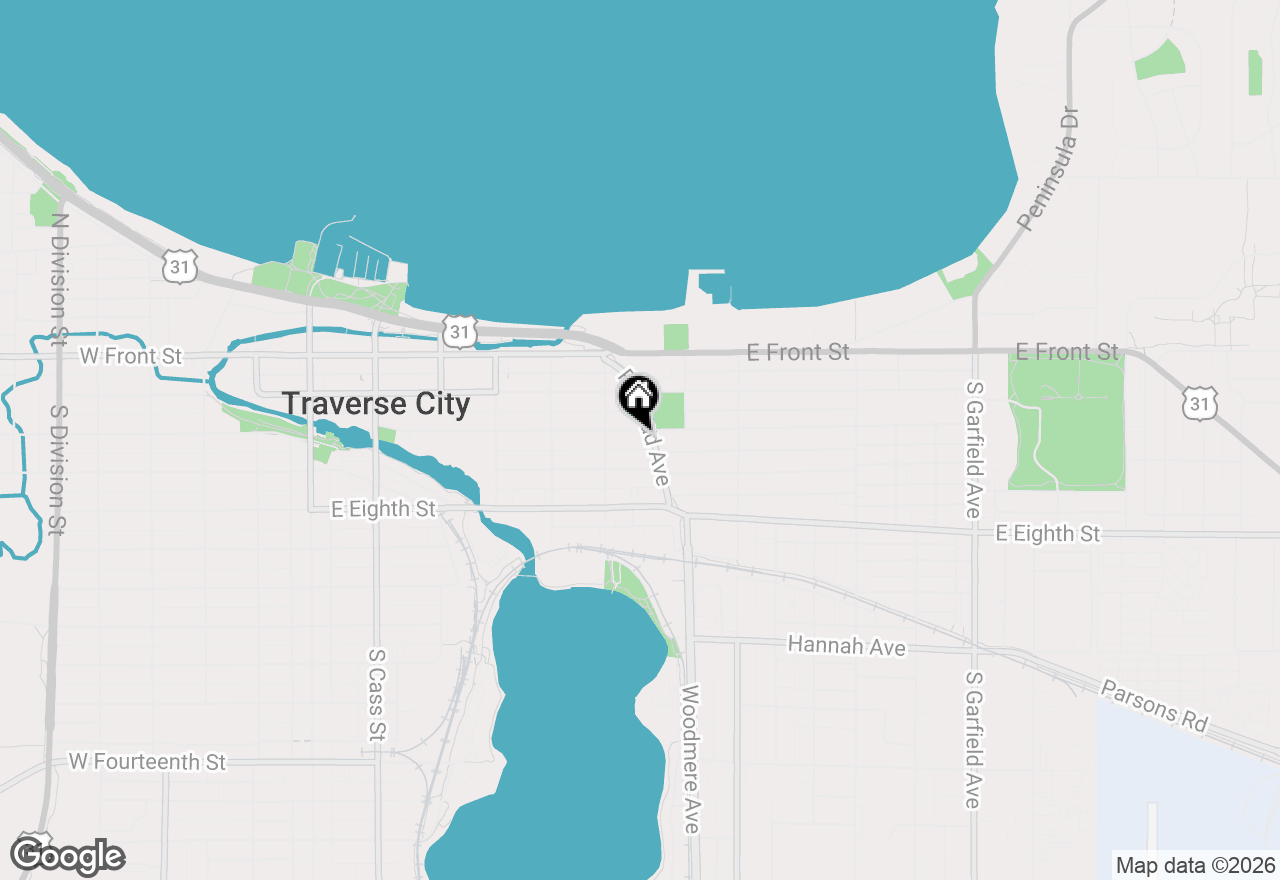 Map of 628 Washington Street, Traverse City, MI 49686