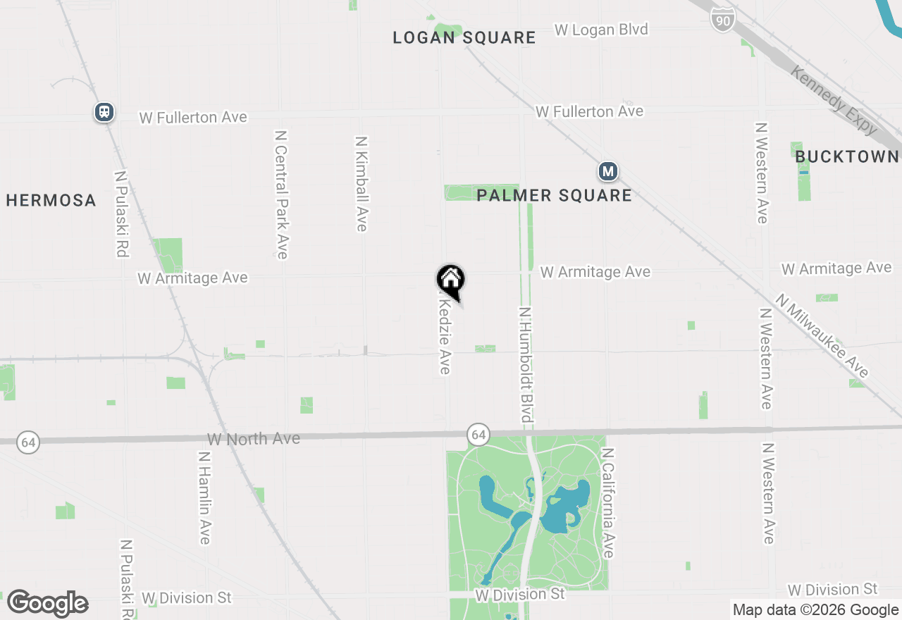 Map of 1901 N Kedzie Avenue #1S, Chicago, IL 60647