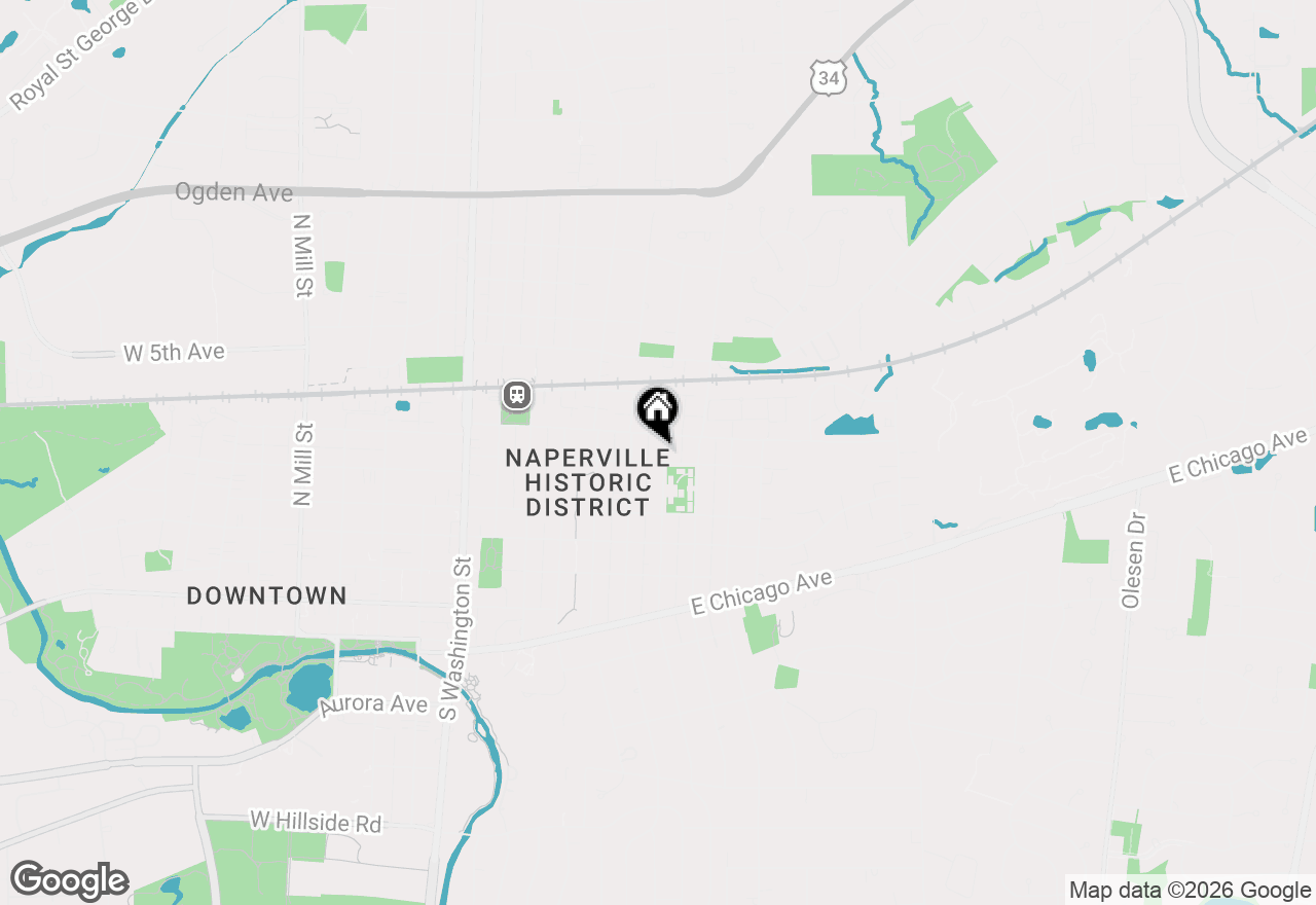Map of 211 N Wright Street, Naperville, IL 60540