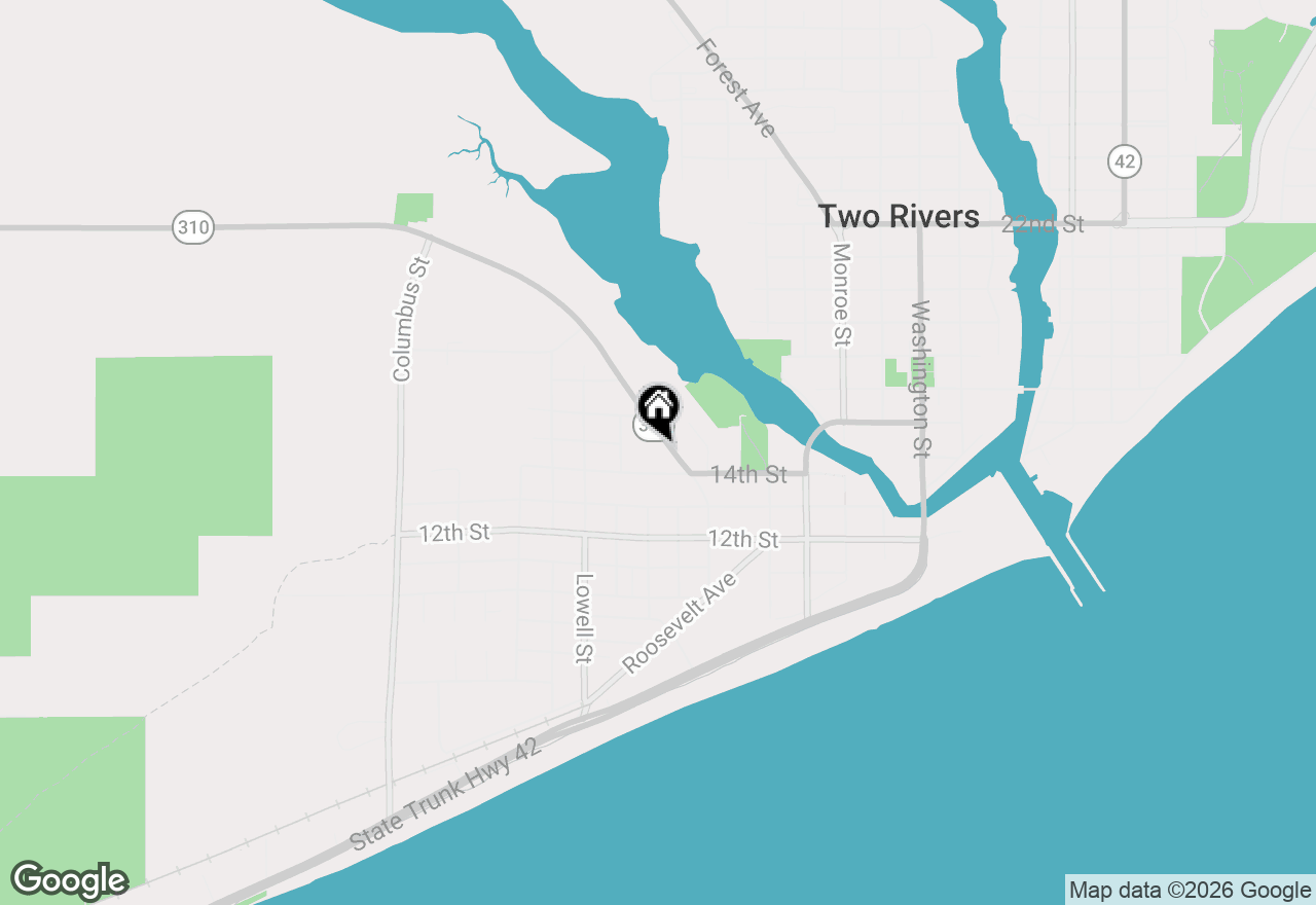 Map of 1420 Hawthorne Ave, Two Rivers, WI 54241