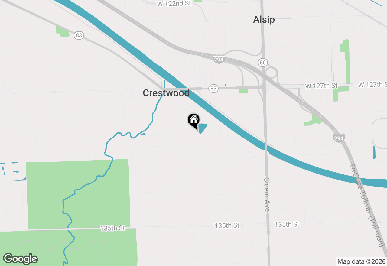 Map of 12919 E Playfield Drive, Crestwood, IL 60418