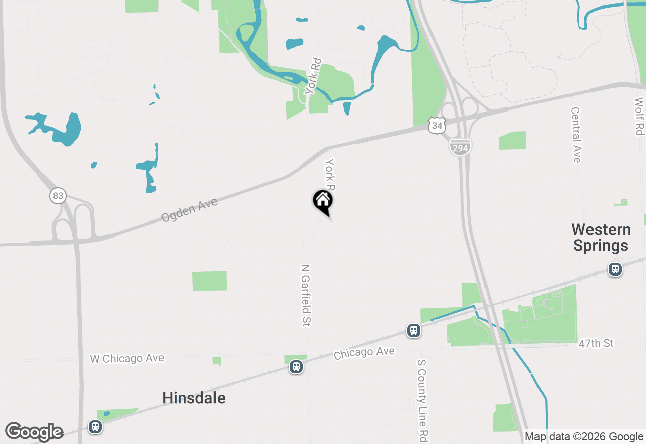 Map of 525 N York Road, Hinsdale, IL 60521
