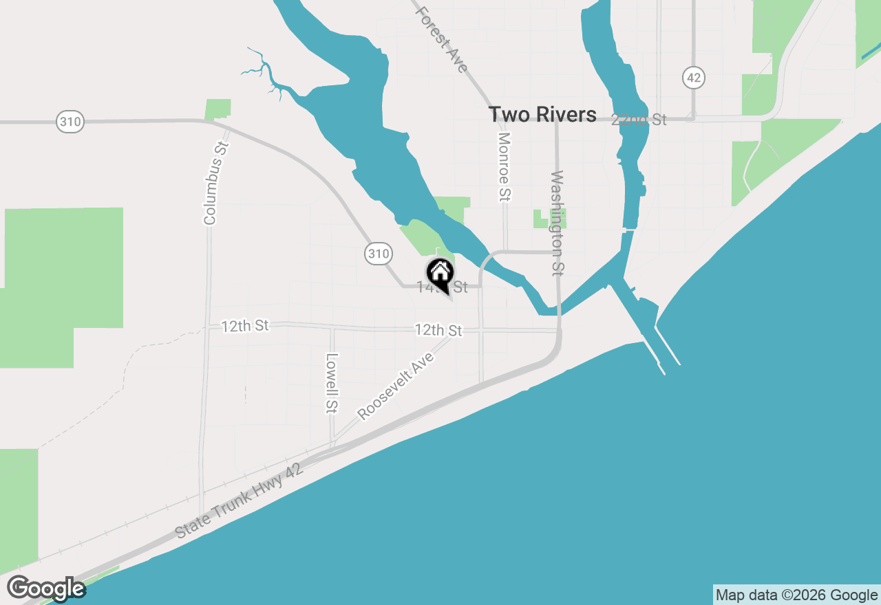Map of 1918 13th St, Two Rivers, WI 54241