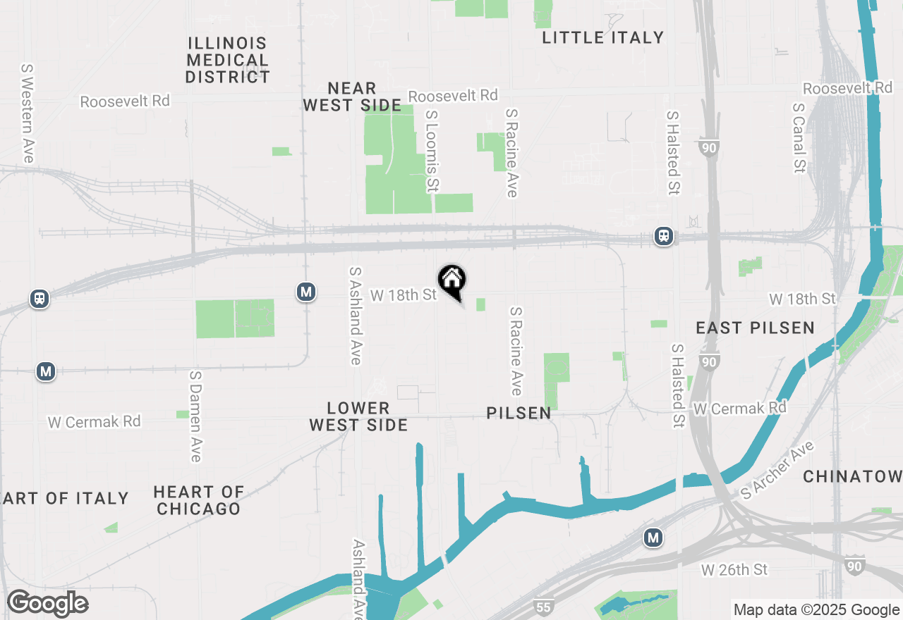 Map of 1334 W 18th Place #2F, Chicago, IL 60608