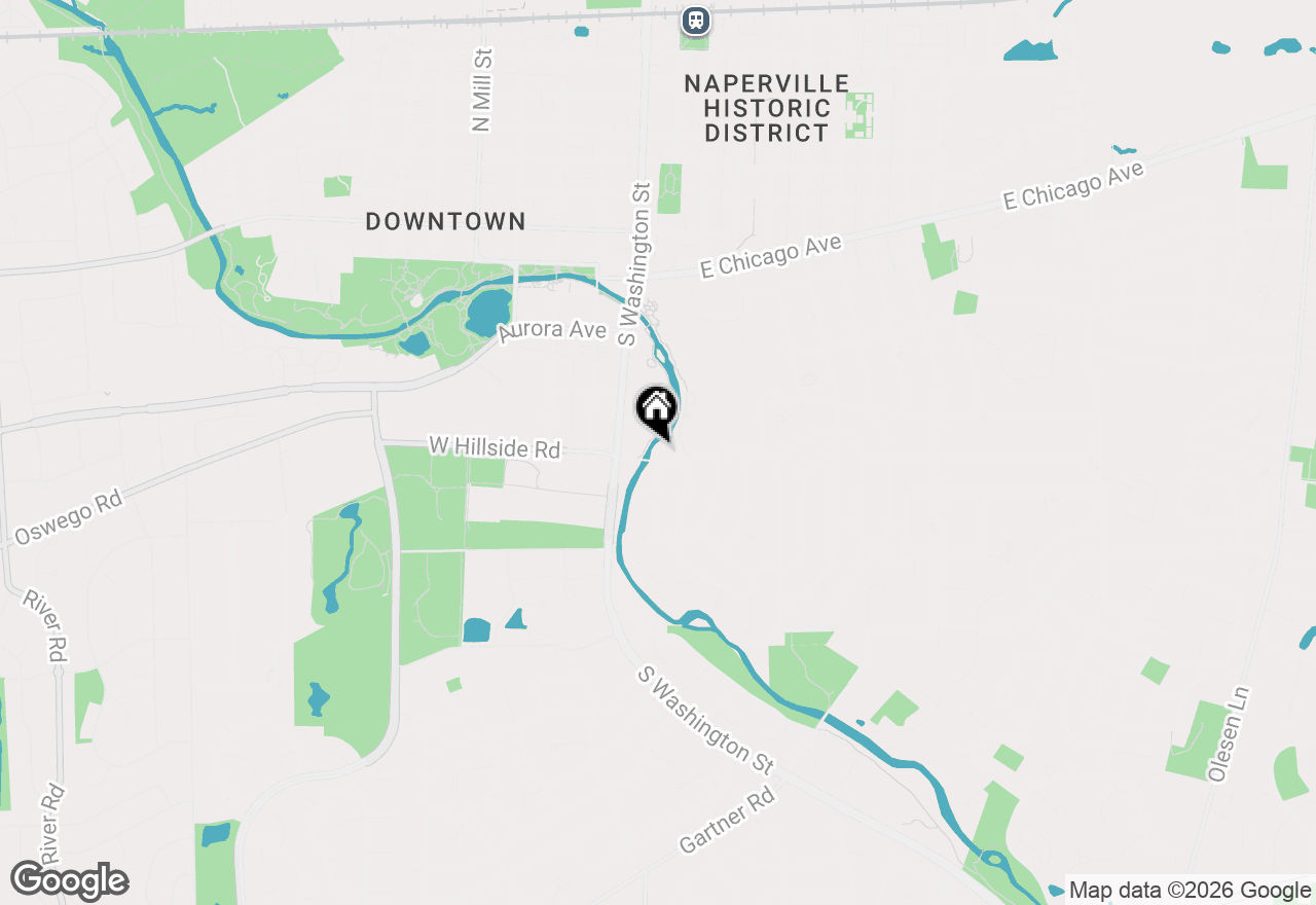 Map of 21 E Hillside Road, Naperville, IL 60540
