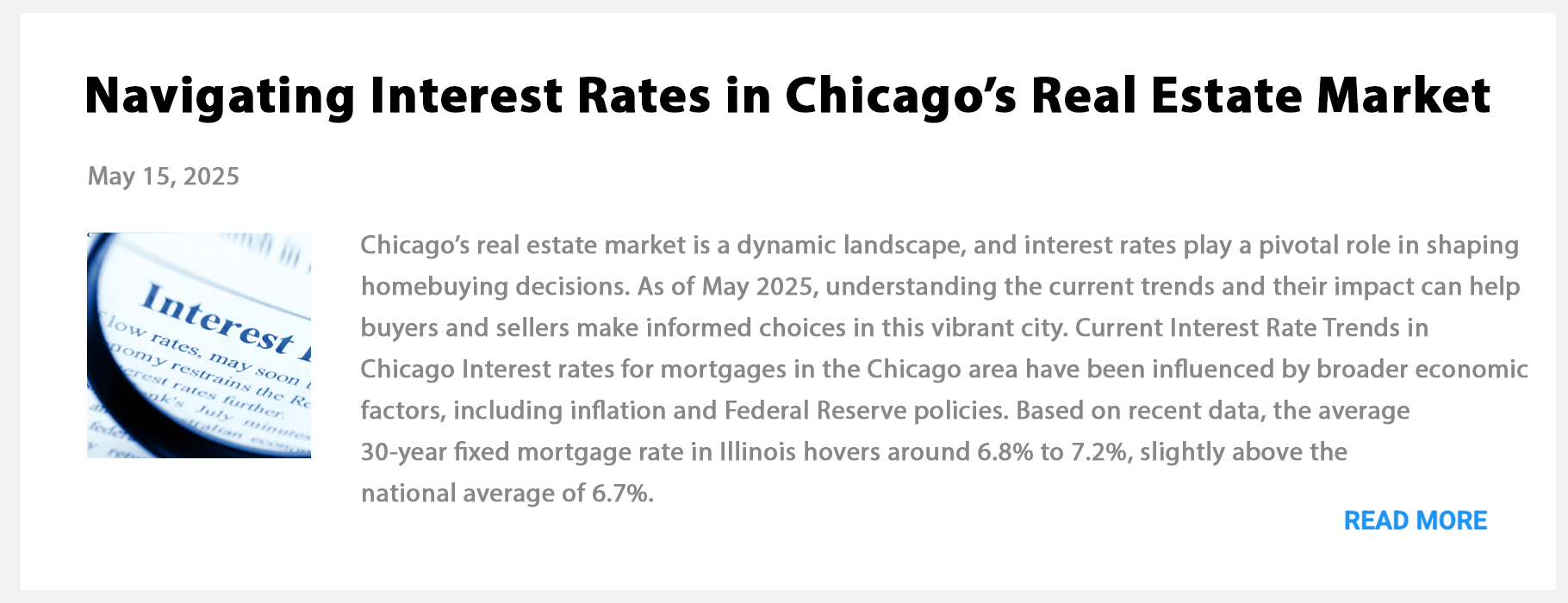 Interest rates in Chicago area